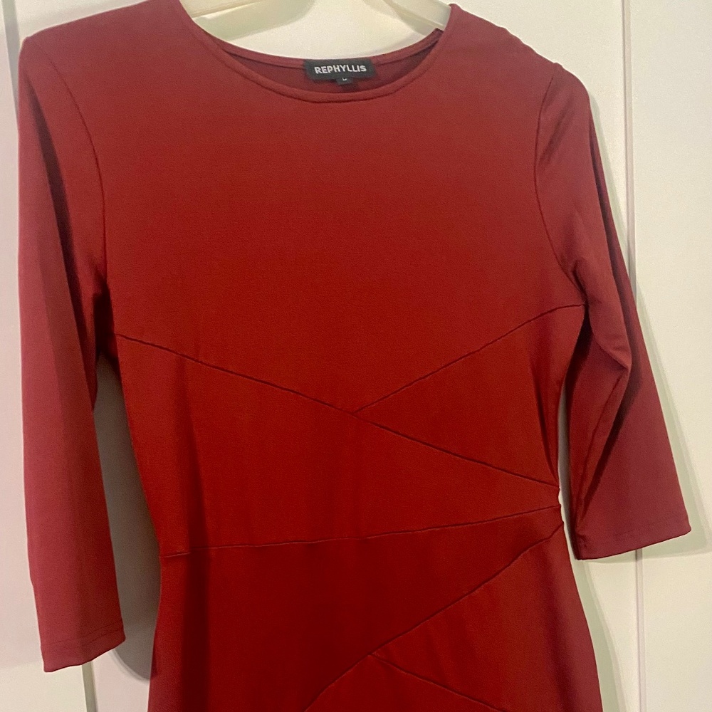 Rephyllis 3/4 Length Sleeve Red Cocktail Pencil Dress.